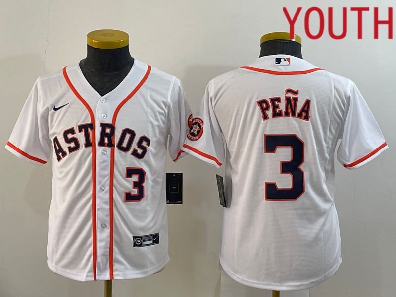 Youth Houston Astros #3 Pena White Game Nike 2022 MLB Jerseys->houston astros->MLB Jersey